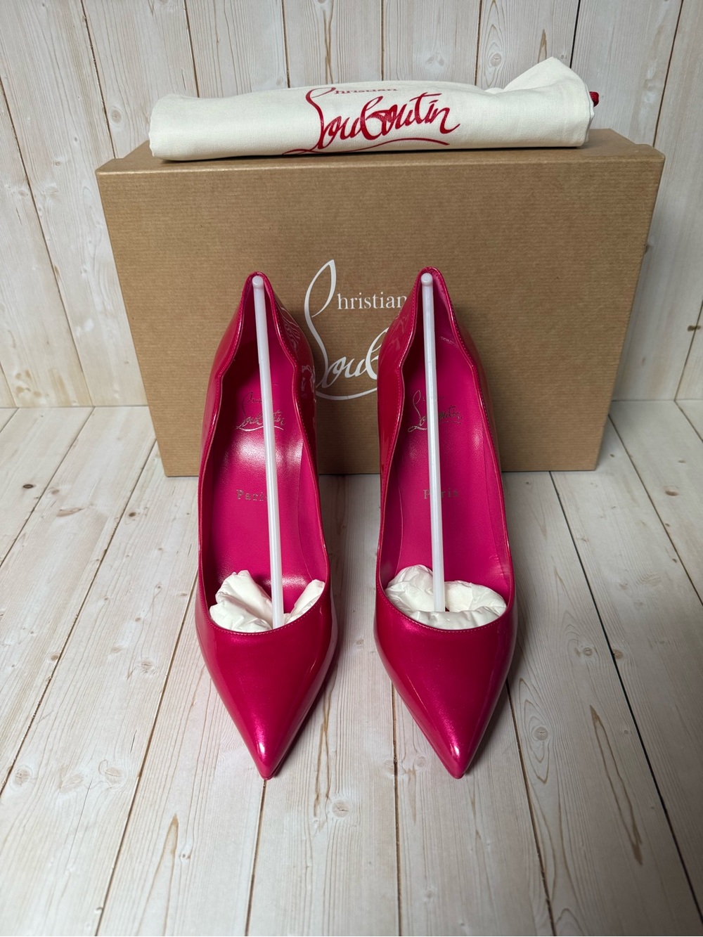 Christian Louboutin Hot Chick Patent Leather Pump Pinup Pink Sz 39 / 9 - Picture 6 of 13